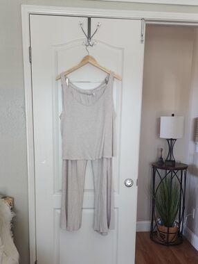 Auden Light Beige Tank & Wide-Leg Pants Set